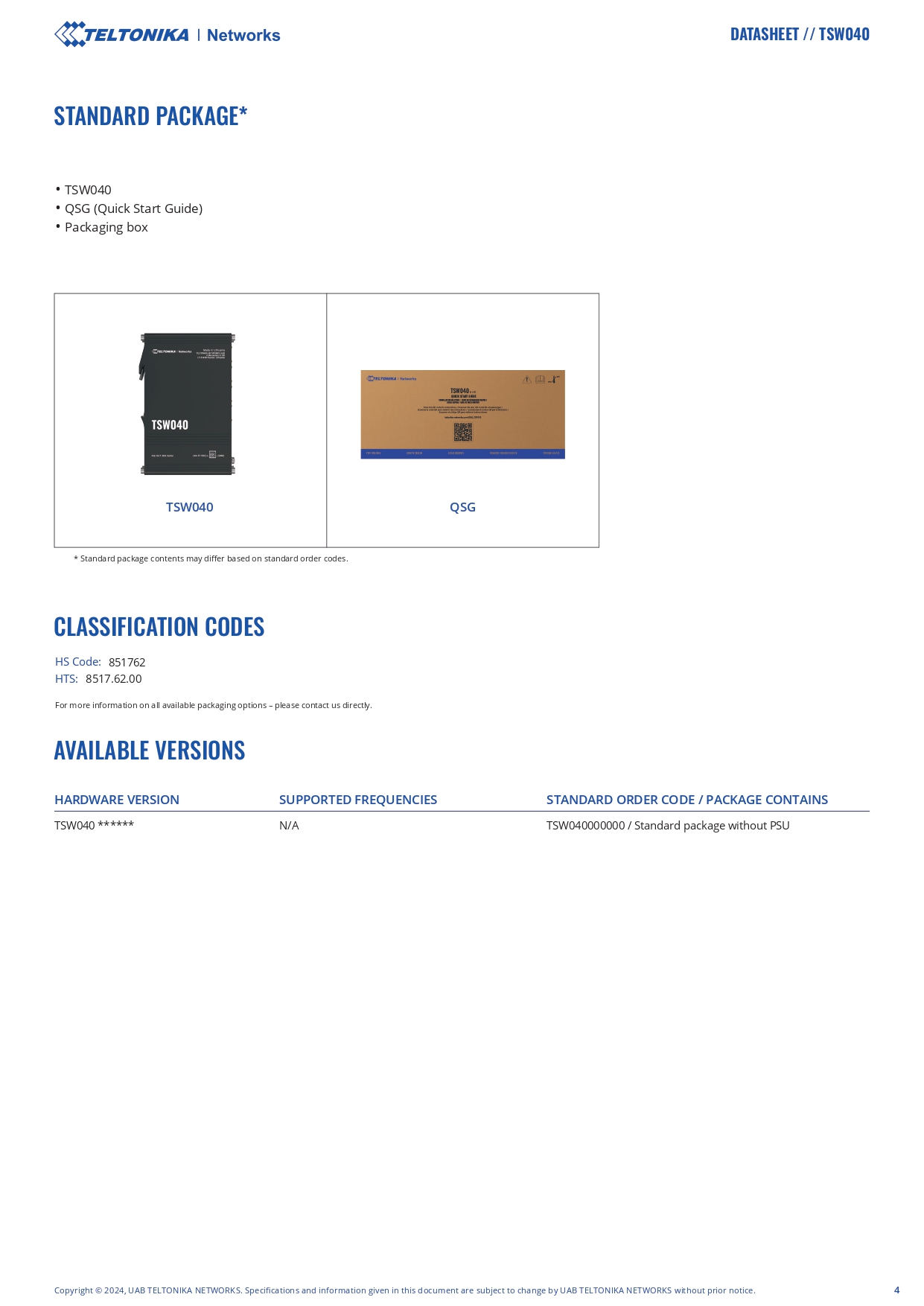 Product information